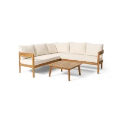 Christopher Knight Home 4pc Brooklyn Teak Outdoor Sectional Chat Set With Cushions Beige 35 Christopher Knight Home 4pc Brooklyn Teak Outdoor Sectional Chat Set With Cushions Beige -FurniVerse Store GUEST f793dbe2 fdf4 4f64 8337 4631e015c7d3