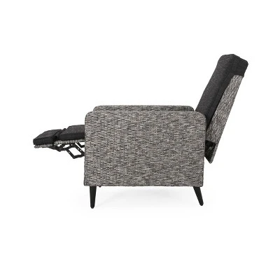 Murdock Outdoor Wicker Recliner - Black/Dark Gray - Christopher Knight Home 2 Murdock Outdoor Wicker Recliner - Black/Dark Gray - Christopher Knight Home - Image 2