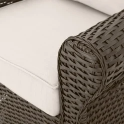 Amaya 5pc Outdoor 4 Wicker Swivel Chair & Fire Pit Set - Dark Brown/Beige/Matte Black - Christopher Knight Home -FurniVerse Store GUEST f82de802 6b29 4fcf bcb8 920b668a4aed