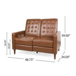 Christopher Knight Home Denison Faux Leather Tufted Loveseat Pushback Recliner Cognac Brown/Dark Espresso -FurniVerse Store GUEST faf29ec5 c5b4 4504 9435 b04752f9dc5b