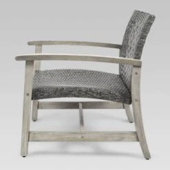 Hampton 2pk Wood & Wicker Mid-Century Club Chairs - Light Gray/Black - Christopher Knight Home -FurniVerse Store GUEST fb833942 40e8 4ddd afc9 8c58572634c3
