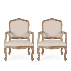Set Of 2 Andrea French Country Wood Upholstered Dining Armchairs - Christopher Knight Home 25 Set Of 2 Andrea French Country Wood Upholstered Dining Armchairs - Christopher Knight Home -FurniVerse Store GUEST fbb31e6e 667c 4058 8270 690788356cc3