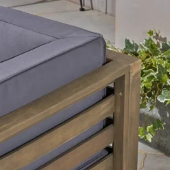 Malawi 10pc Acacia UShaped Sectional Sofa Set With Fire Pit Gray/Dark Gray - Christopher Knight Home -FurniVerse Store GUEST fbc51e61 4af2 4925 800d 97515cb80622