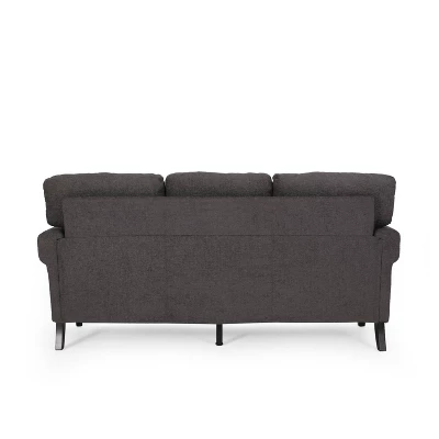 Burkehaven Contemporary Fabric 3 Seater Nailhead Trim Sofa Gray/Dark Brown - Christopher Knight Home 4 Burkehaven Contemporary Fabric 3 Seater Nailhead Trim Sofa Gray/Dark Brown - Christopher Knight Home - Image 4