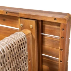 Christopher Knight Home Tori Outdoor Acacia Wood And Rattan Bench With Slatted Seat -FurniVerse Store GUEST fd5452a0 4b71 4045 9604 3c9e6a05d5ed