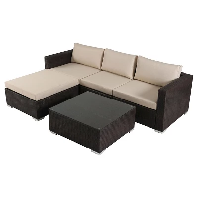 Santa Rosa 5pc Wicker Patio Seating Sectional Set With Cushions - Multi Brown With Beige Cushions - Christopher Knight Home 1 Santa Rosa 5pc Wicker Patio Seating Sectional Set With Cushions - Multi Brown With Beige Cushions - Christopher Knight Home
