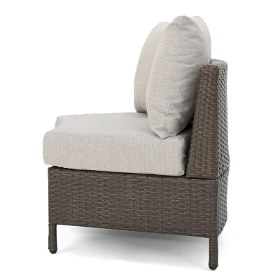 Christopher Knight Home 2pc Newton Wicker Outdoor Patio Curved Loveseat Sectional With Cushions Brown/Ceramic Gray 8 Christopher Knight Home 2pc Newton Wicker Outdoor Patio Curved Loveseat Sectional With Cushions Brown/Ceramic Gray - Image 8