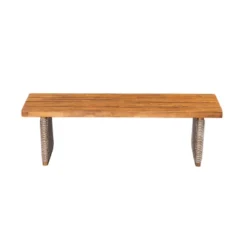 Christopher Knight Home Tori Outdoor Acacia Wood And Rattan Bench With Slatted Seat -FurniVerse Store GUEST ff33b93c 1a20 4b14 b24b 309641842571